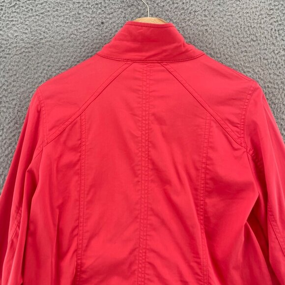 Chicos Jacket Womens 1 US Medium Red Luxe Twill Utility Snap Up Pockets Casual - Picture 5 of 14